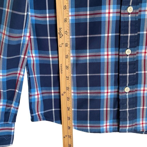 Abercrombie & Fitch Muscle Shirt Men S Plaid BlueRed Button Down Long Sleeve - Picture 5 of 10